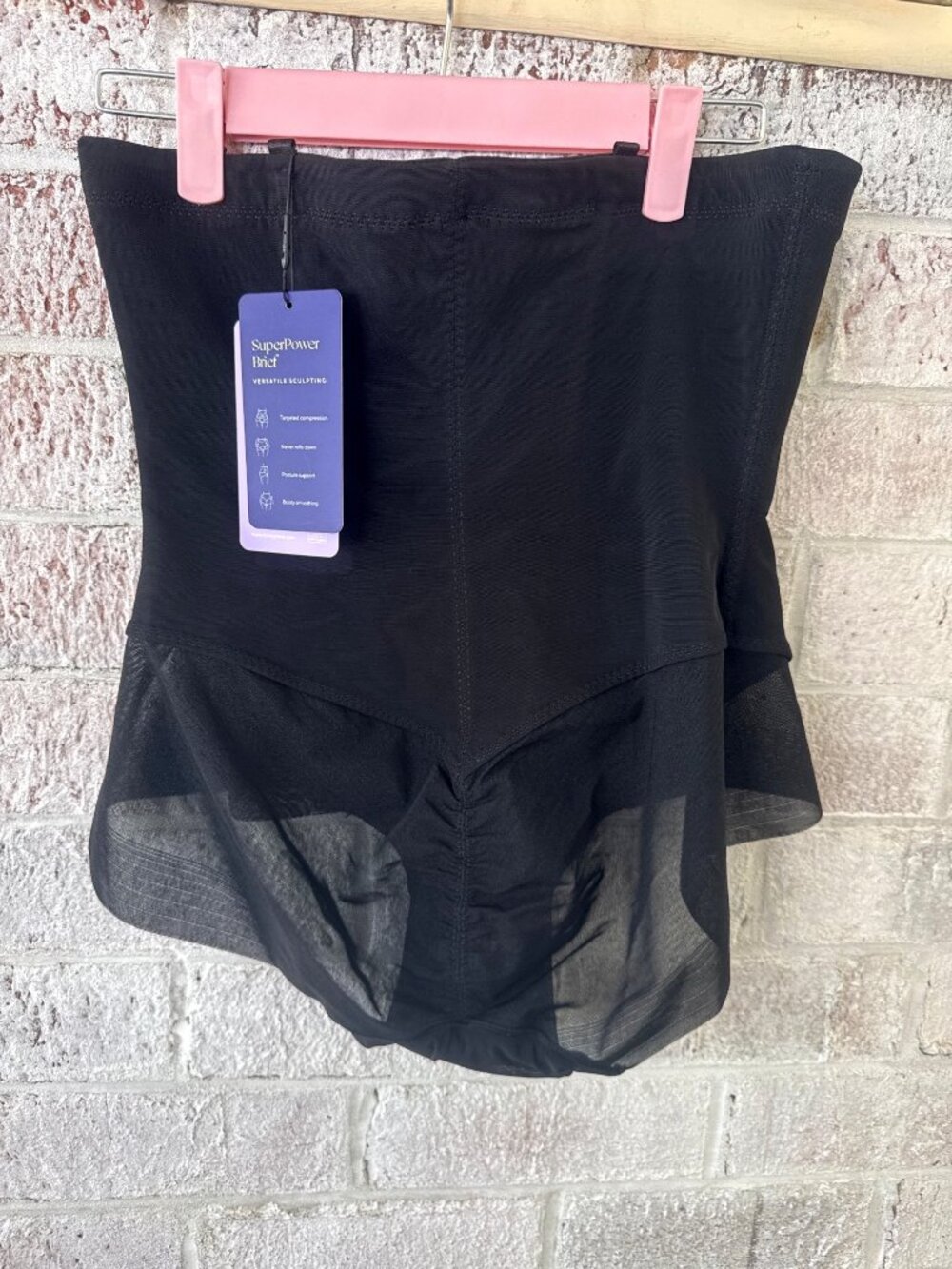 Honeylove SuperPower Brief Large Onyx Black Shapewear Tummy Control NWT